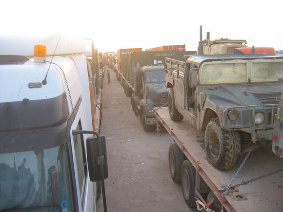 Convoy of vehicles.
